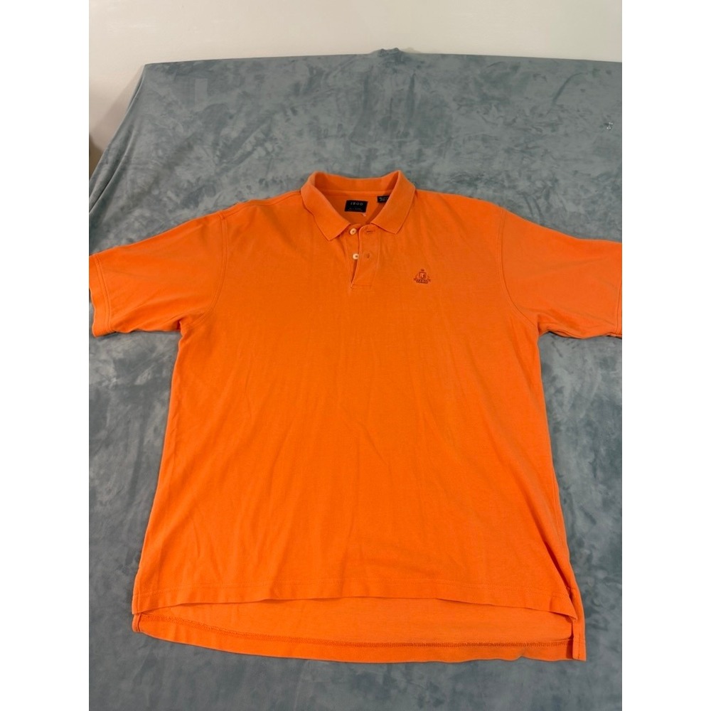 IZOD Mens Orange Silk Wash 100% Cotton Short Sleeve Polo Shirt XL